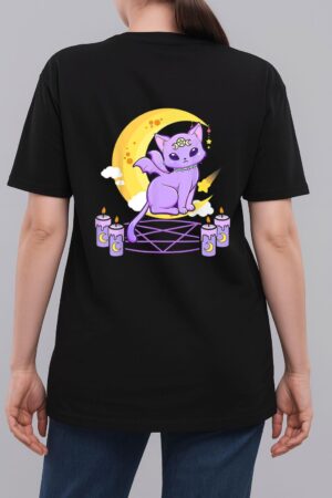 Kawaii Pastel Goth Cute Creepy Black Cat Pagan Kitty Occult Woman T-Shirt