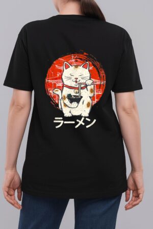 Kawaii Ramen Neko Retro Cat Japanese Noodle Anime Girls Teen Woman T-Shirt