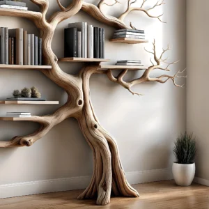 100% Handmade Wooden Bookshelf, Natural Wood Floating Shelf for Baby Room Decoration, Durable Bookcase