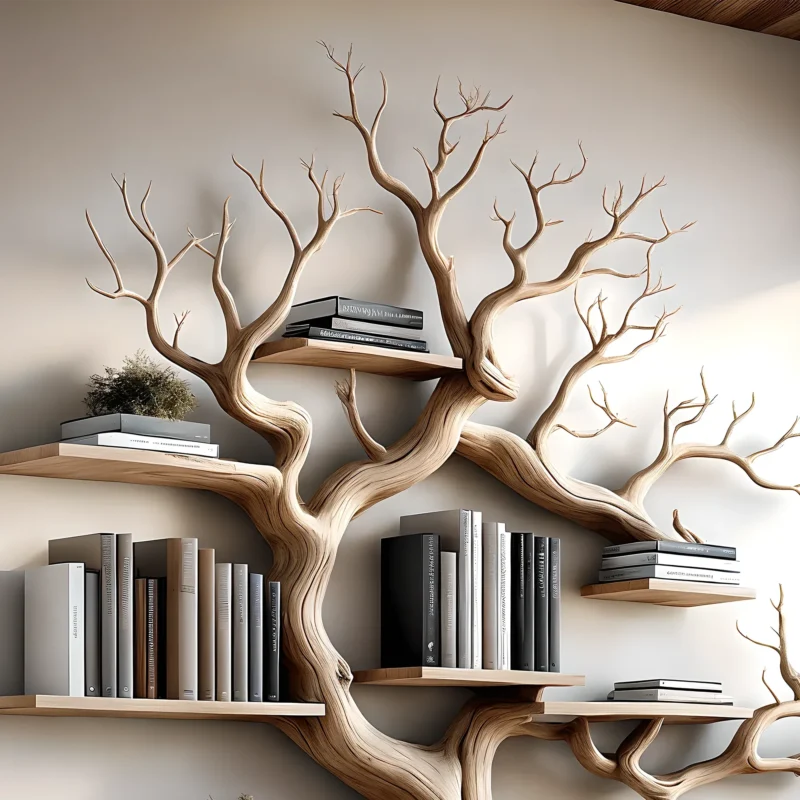 100% Handmade Wooden Bookshelf, Natural Wood Floating Shelf for Baby Room Decoration, Durable Bookcase - Image 2