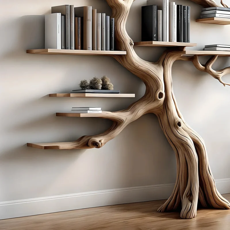 100% Handmade Wooden Bookshelf, Natural Wood Floating Shelf for Baby Room Decoration, Durable Bookcase - Image 3