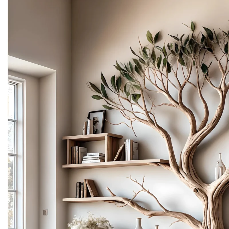 Ancient Tree Bookshelf, Floating Solid Wood Bookshelf for Unique Home Decor - Image 4