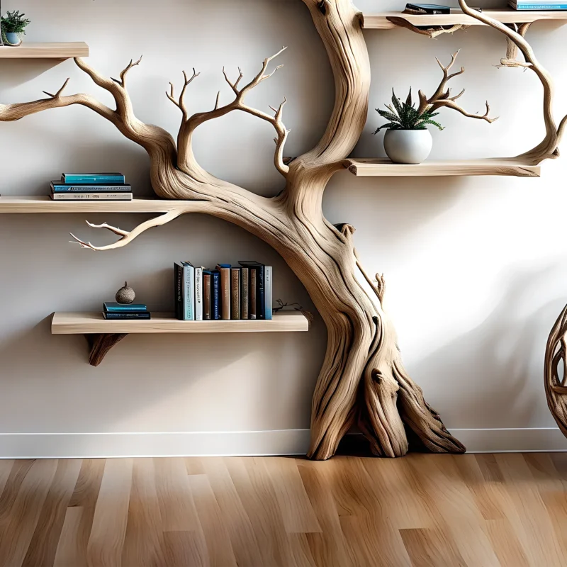 Book tree indoor decorative tree living room decoration children's room decoration monolithic tree-shaped bookshelf - Image 2