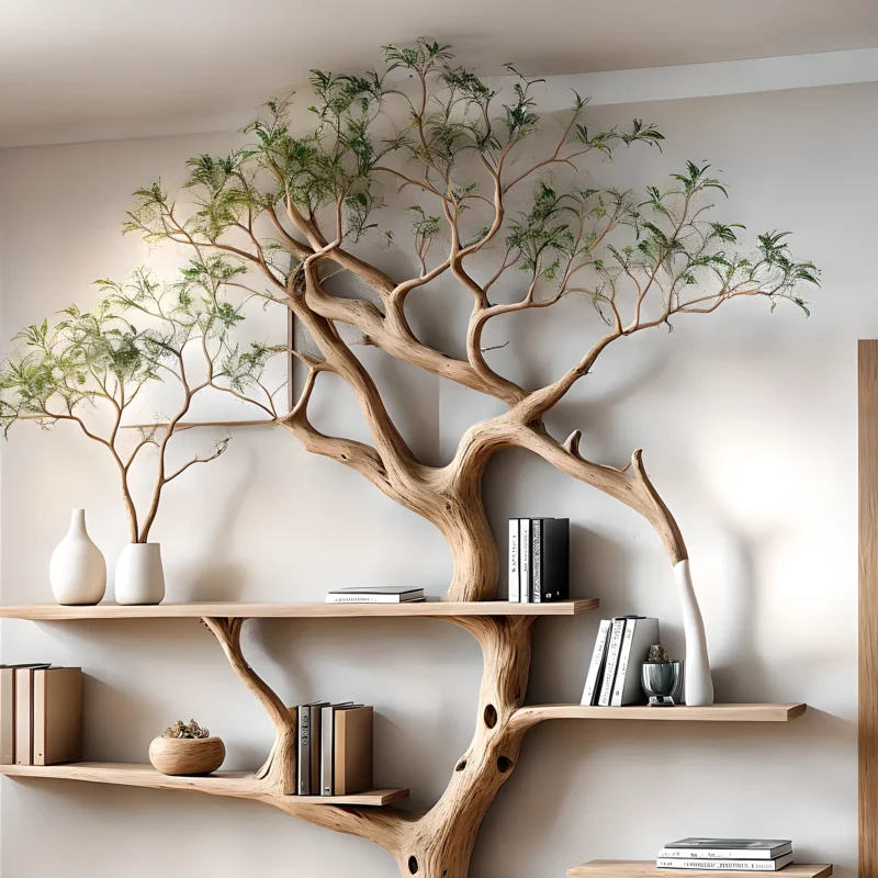 Bookshelf shaped like a perennial driftwood tree Bookshelf shaped like a solid wood tree, a special gift - Image 3