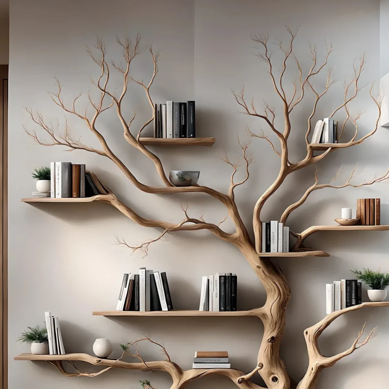 Bookshelf shaped like an old tree, bookshelf shaped like a solid wooden tree, children's bookshelf as a special gift - Image 2
