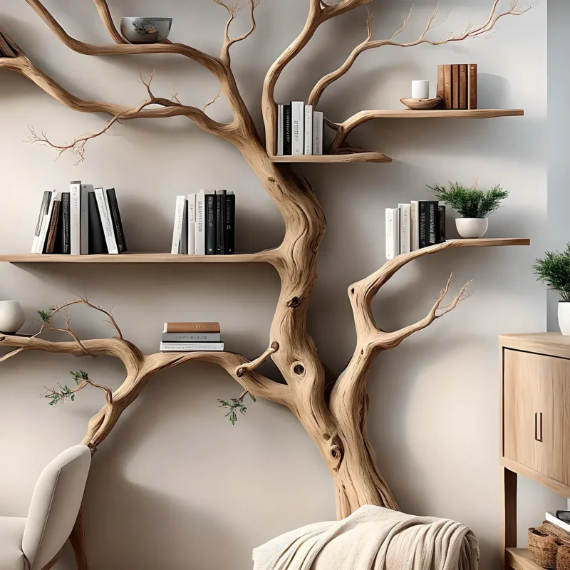Bookshelf shaped like an old tree, bookshelf shaped like a solid wooden tree, children's bookshelf as a special gift - Image 3