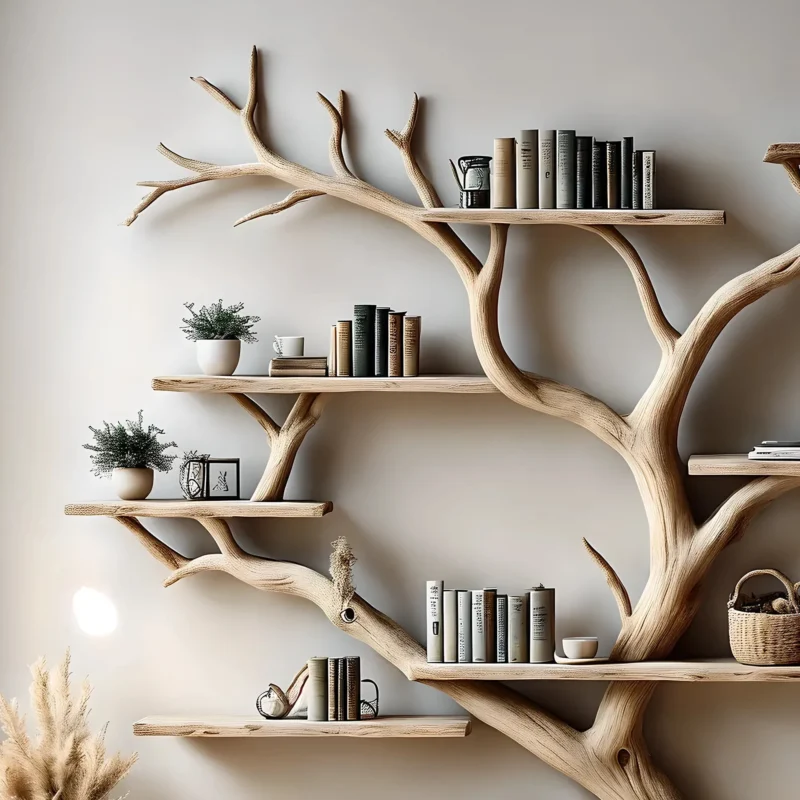 Bookshelf, Bookcase, Tree bookcase, Wooden bookshelf, Wall-mounted bookcase, Wooden bookshelf - Image 2