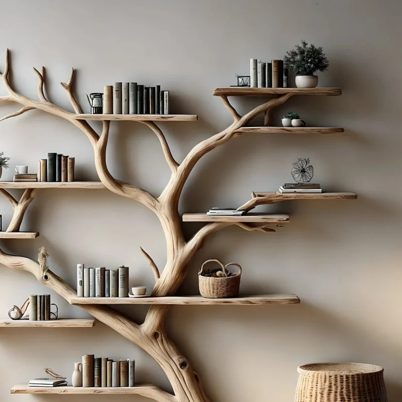 Bookshelf, Bookcase, Tree bookcase, Wooden bookshelf, Wall-mounted bookcase, Wooden bookshelf - Image 3