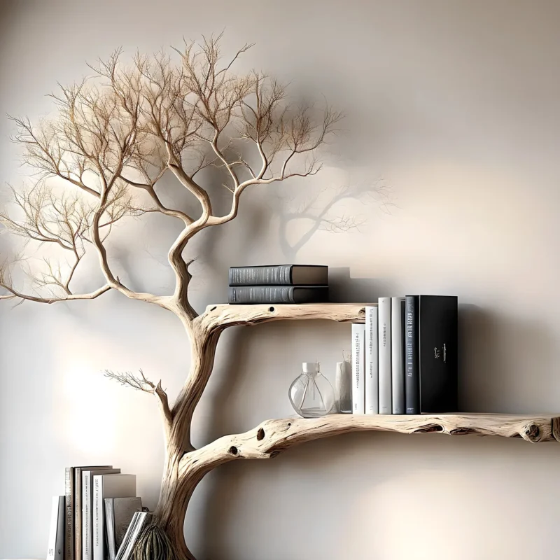 console table reading table with tree shaped bookshelf - Image 2