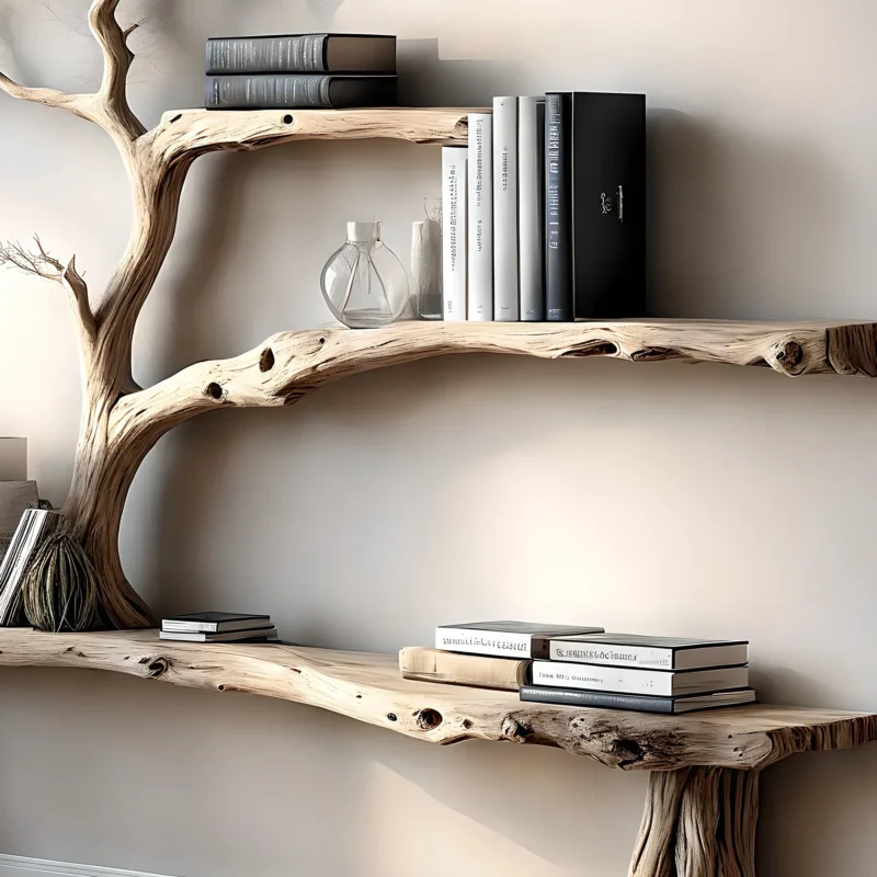 console table reading table with tree shaped bookshelf - Image 3