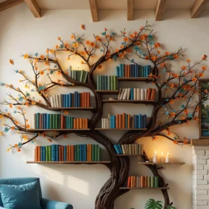 Custom Tree Bookcase, Designed for Nature-Inspired Homes