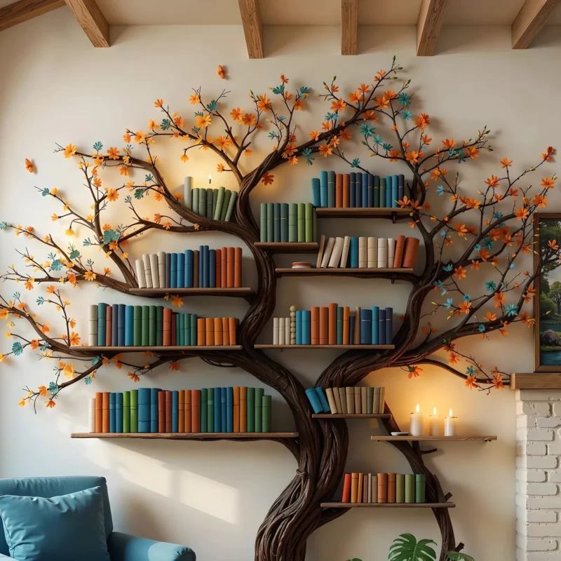 Custom Tree Bookcase, Designed for Nature-Inspired Homes