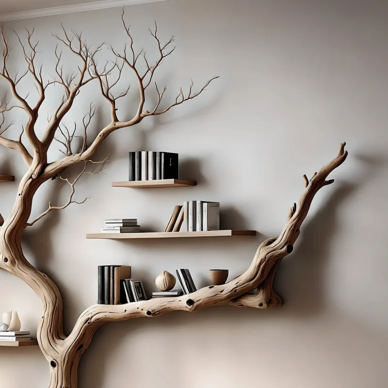 Decorative bookshelf made of solid driftwood for home decoration - Image 2
