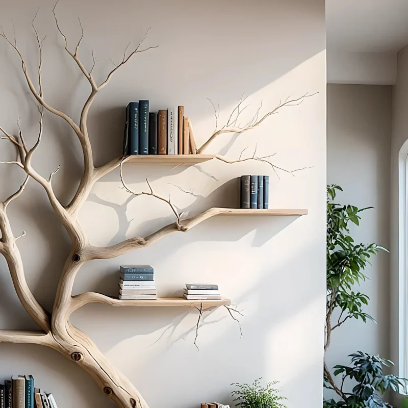 Decorative bookshelves for living room, driftwood bookshelves, solid wood bookshelves - Image 2
