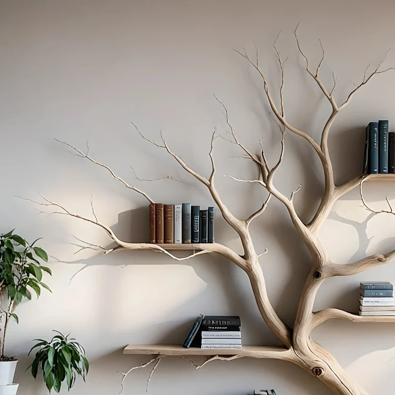 Decorative bookshelves for living room, driftwood bookshelves, solid wood bookshelves - Image 3