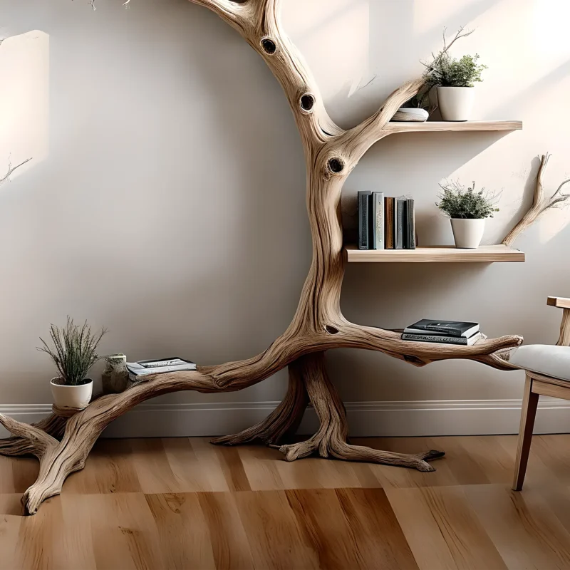 Driftwood bookshelf wall decoration, children's bookshelf - Image 2