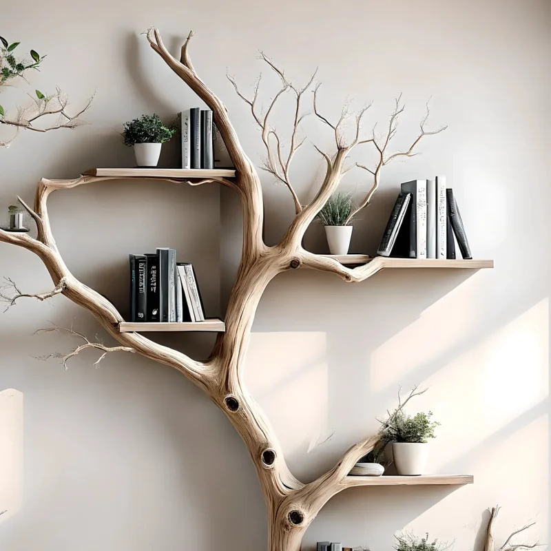 Driftwood bookshelf wall decoration, children's bookshelf - Image 4