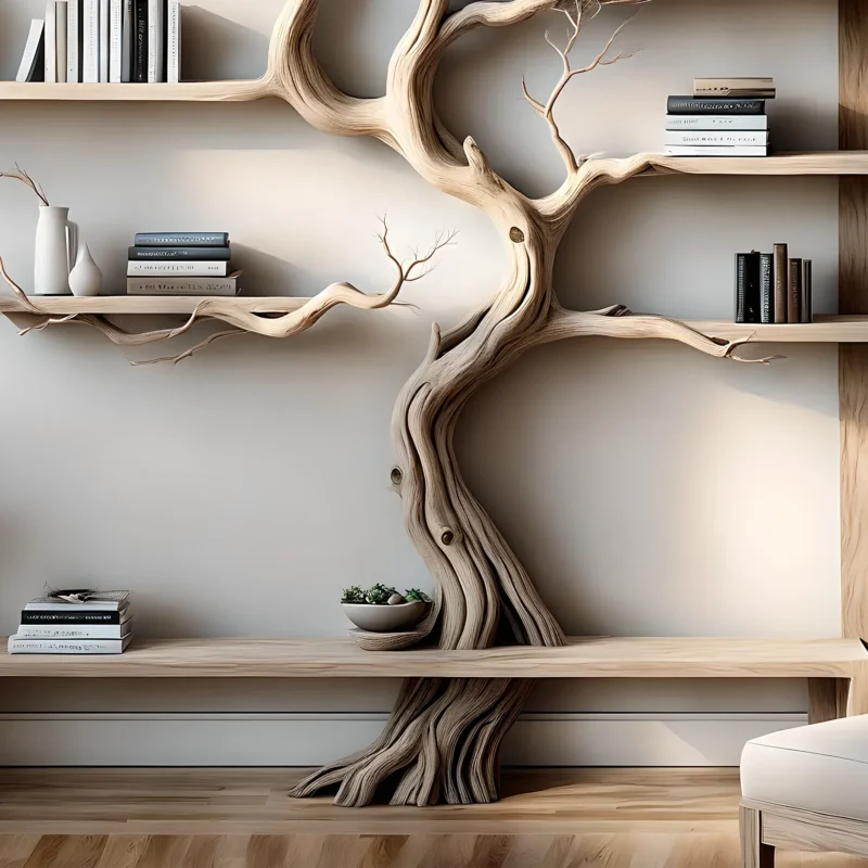 Driftwood bookshelf, driftwood, Christmas decoration shelf, bookshelf, tree-shaped shelf - Image 2