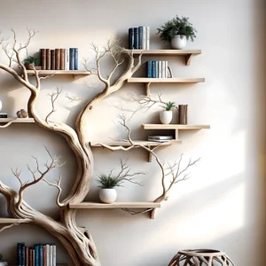 driftwood, solid wood, tree branch bookshelf, home decoration shelf