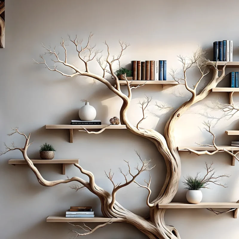 driftwood, solid wood, tree branch bookshelf, home decoration shelf - Image 2