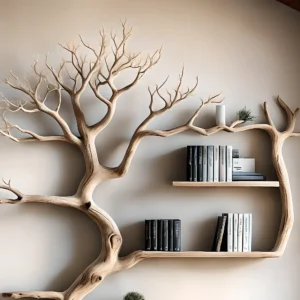Driftwood-shaped bookshelf, tree-shaped bookshelf
