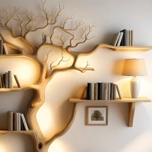 Handcrafted Live Edge Floating Wood Shelves - Modern Wall-Mounted Decorative Storage Solutions