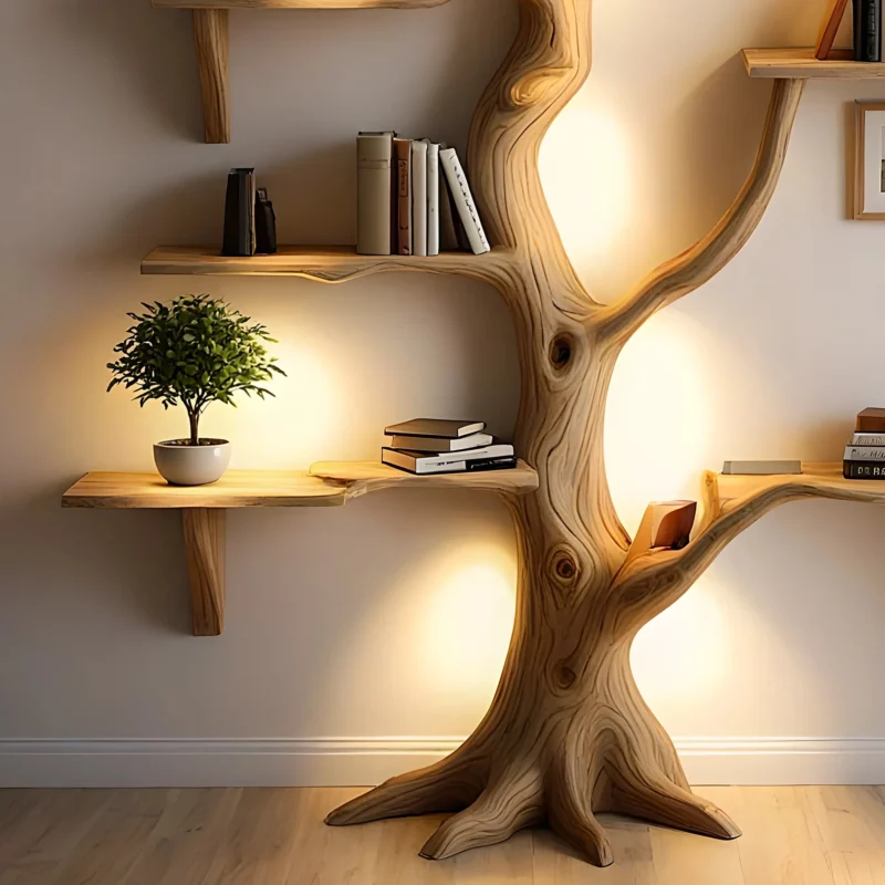 Handcrafted Live Edge Floating Wood Shelves - Modern Wall-Mounted Decorative Storage Solutions - Image 2