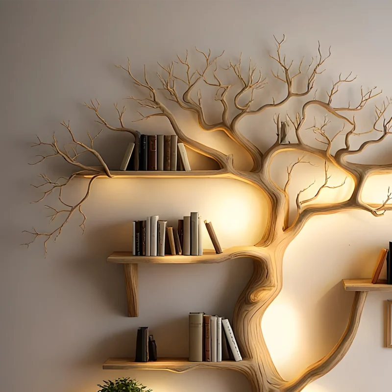 Handcrafted Live Edge Floating Wood Shelves - Modern Wall-Mounted Decorative Storage Solutions - Image 3