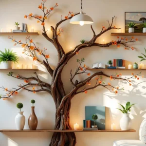 Handcrafted Tree Branch Bookshelf, Unique, Natural & Artistic