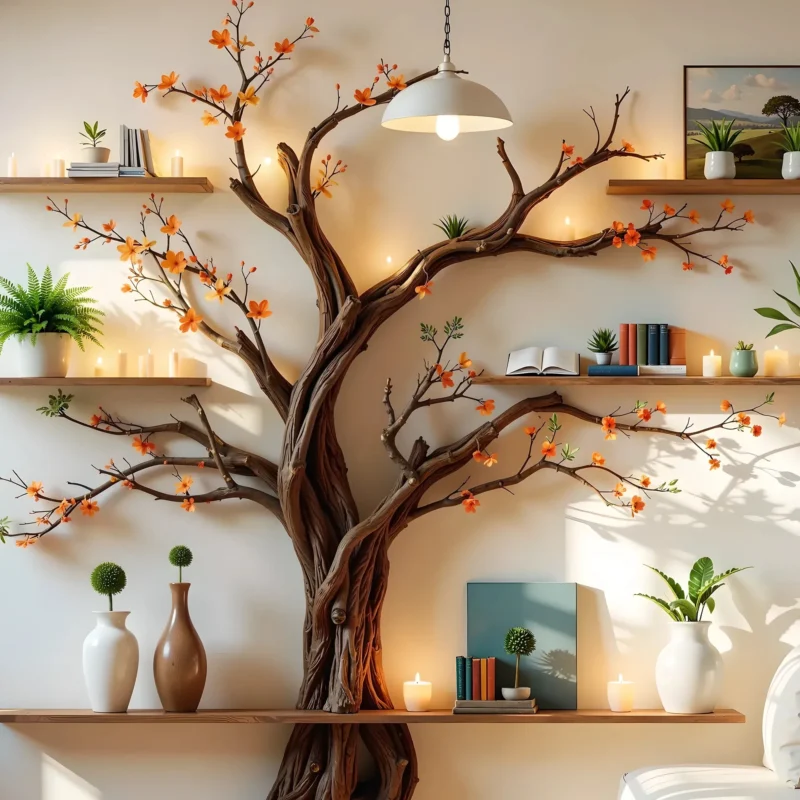 Handcrafted Tree Branch Bookshelf, Unique, Natural & Artistic