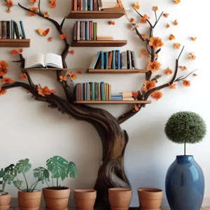 Handcrafted Tree Branch Bookshelf, Where Nature Meets Art