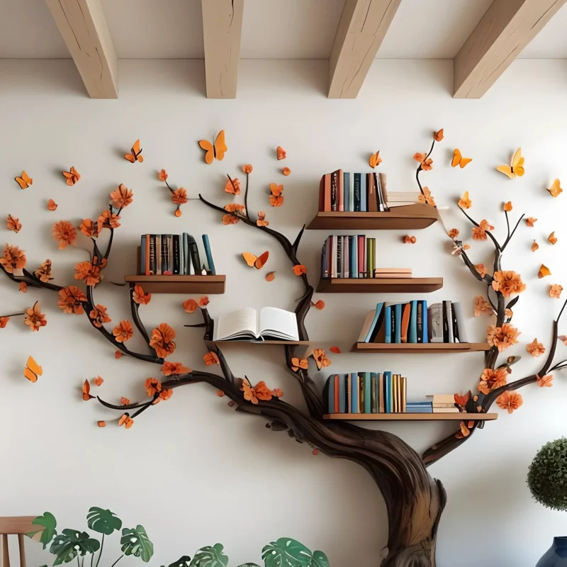 Handcrafted Tree Branch Bookshelf, Where Nature Meets Art - Image 2