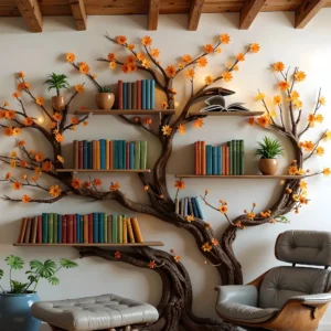 Handmade Bookshelf, Tree Branch Design Full of Inspiration.
