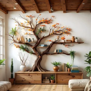 Handmade Tree Branch Bookshelf, Creative Design with Nature’s Touch