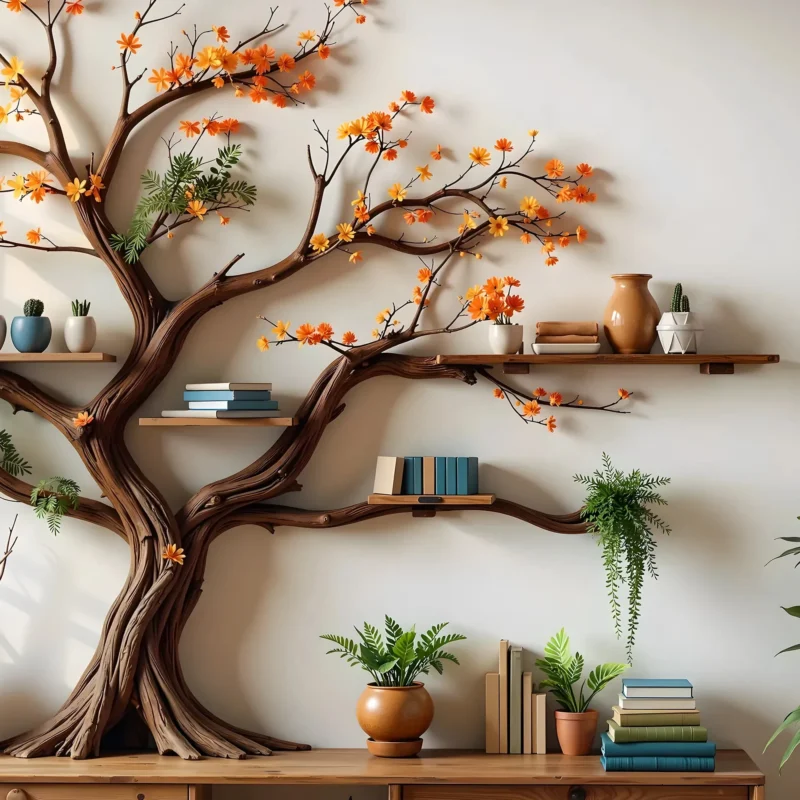 Handmade Tree Branch Bookshelf, Creative Design with Nature’s Touch - Image 2