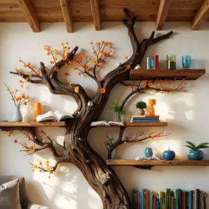 Handmade Tree Branch Bookshelf, The Perfect Choice for Book Enthusiasts .