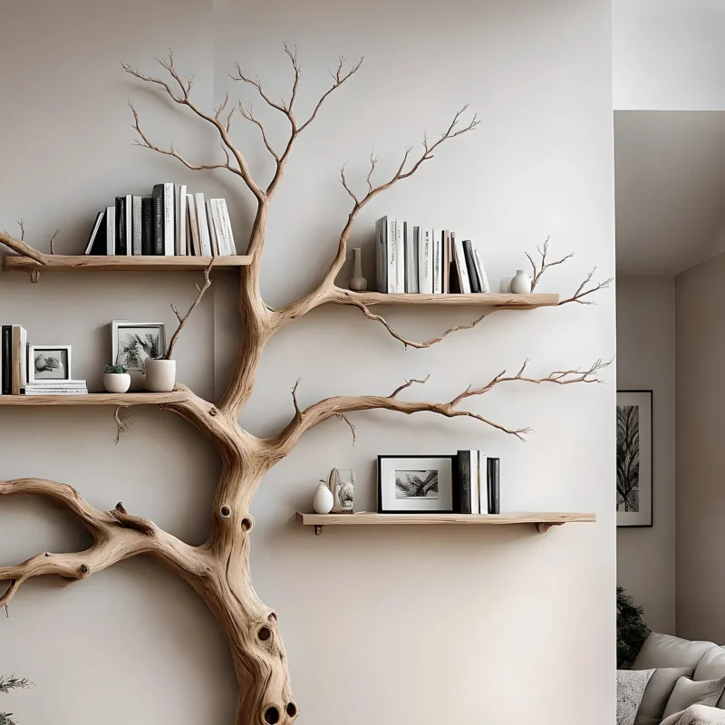 Home wall decoration bookshelf, solid wood bookshelf, 100% handmade wooden bookshelf - Image 2