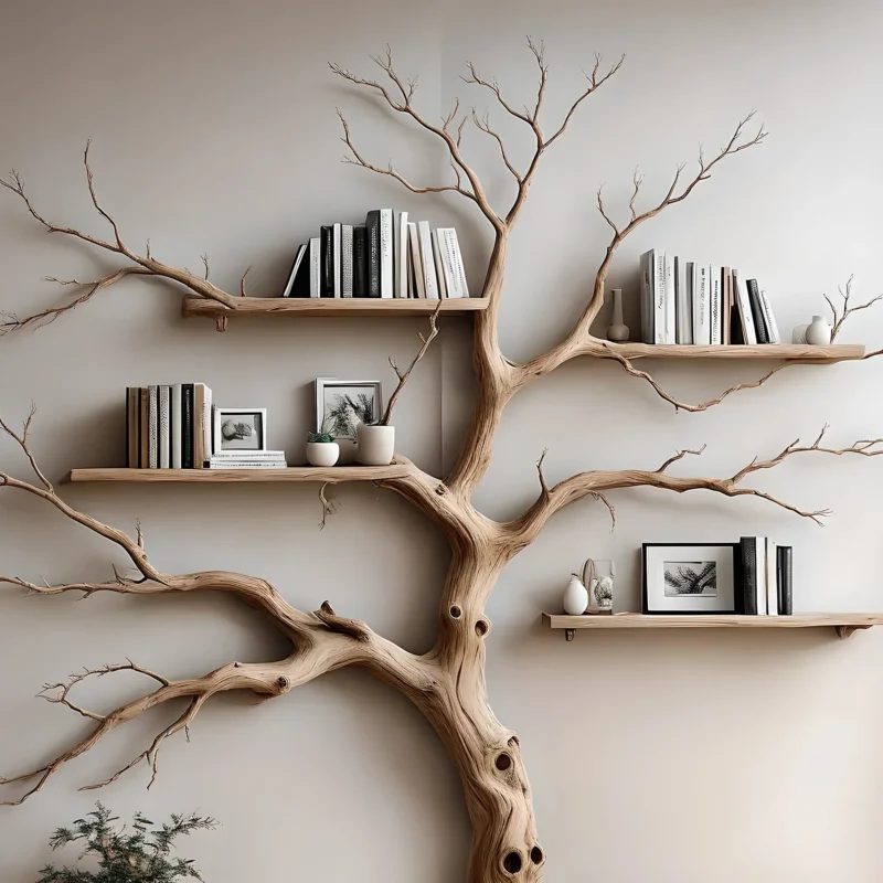Home wall decoration bookshelf, solid wood bookshelf, 100% handmade wooden bookshelf - Image 3