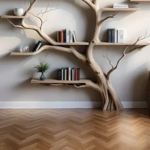 Library bookshelf, natural wood bookshelf, home decoration bookshelf