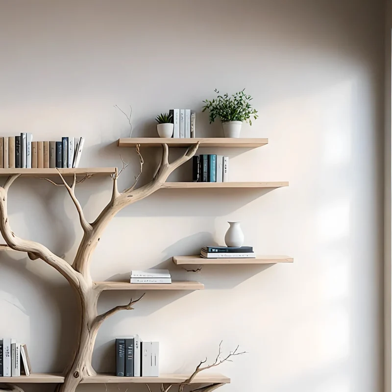 Library bookshelf, natural wood bookshelf, home decoration bookshelf - Image 2