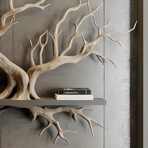 Live edge floating shelf driftwood rustic corner wall shelf custom low bookcase wall art decor