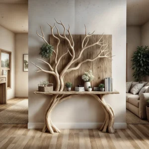 Natural wooden decorative bookshelf, tree-shaped bookshelf, solid wood bookshelf, handmade bookshelf