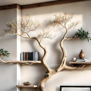 Raw wooden bookshelf, home decoration shelf