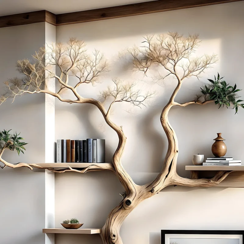 Raw wooden bookshelf, home decoration shelf