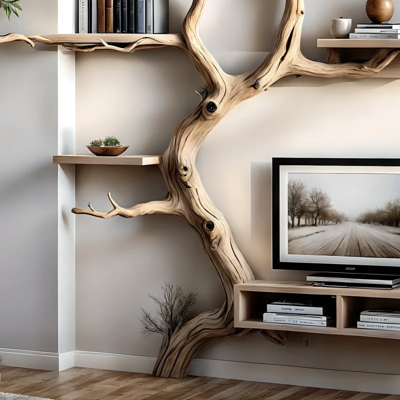 Raw wooden bookshelf, home decoration shelf - Image 3