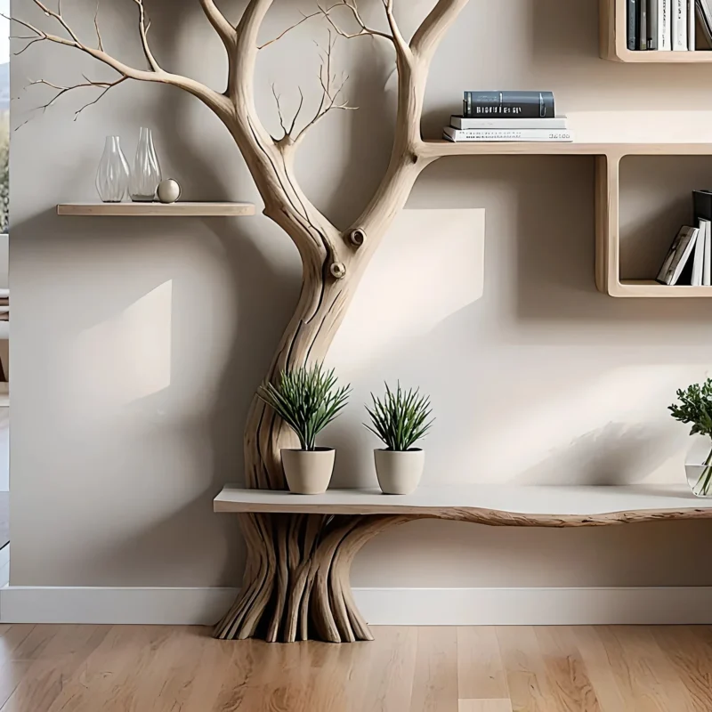 Room decoration shelves, book shelves, solid wood shelves, natural wood shelves - Image 2