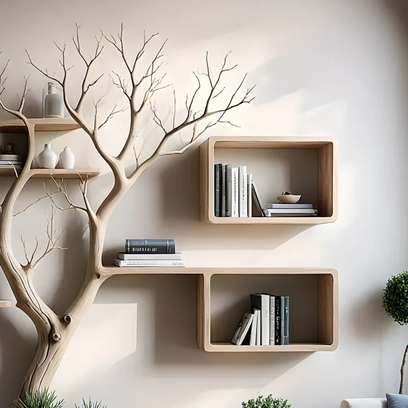 Room decoration shelves, book shelves, solid wood shelves, natural wood shelves - Image 3