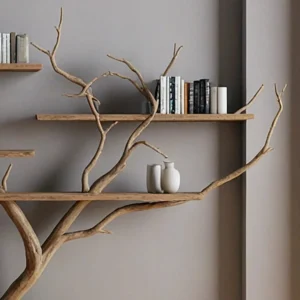 Rustic Tree Branch Floating Shelves, Perfect for Wall-Mounted Books and Decorative Displays