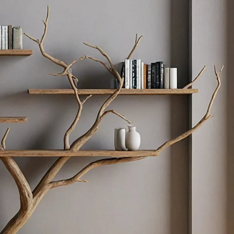 Rustic Tree Branch Floating Shelves, Perfect for Wall-Mounted Books and Decorative Displays