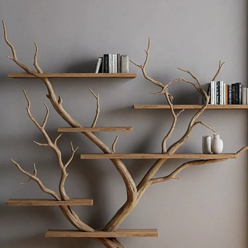 Rustic Tree Branch Floating Shelves, Perfect for Wall-Mounted Books and Decorative Displays - Image 2